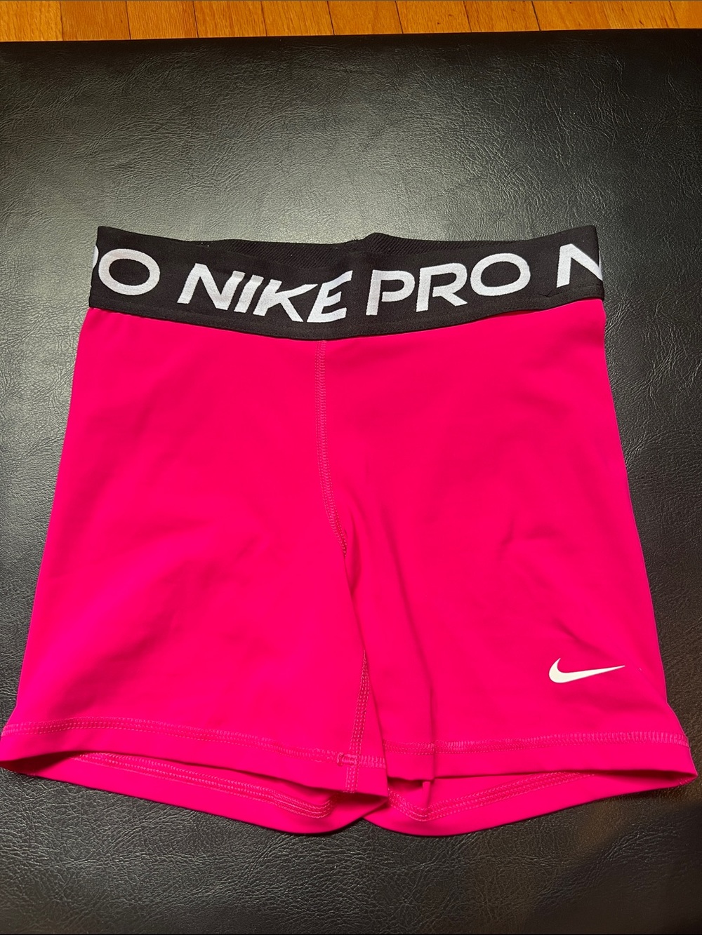 Nike Hot Pink Pro Compression Shorts with Black Logo Waistband